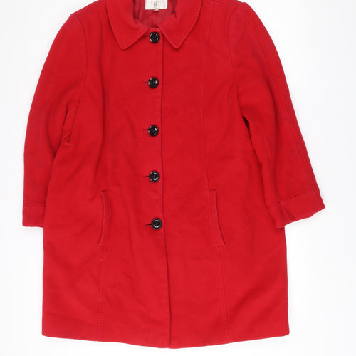 CC Women’s Red Wool Blend Coat Size 18 Overcoat Classic Smart