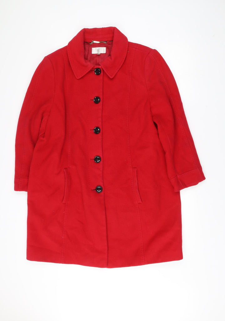 CC Women’s Red Wool Blend Coat Size 18 Overcoat Classic Smart