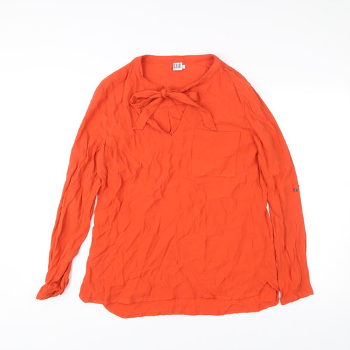 Saint Tropez Women Orange Tunic Blouse Long Sleeve Size L Viscose