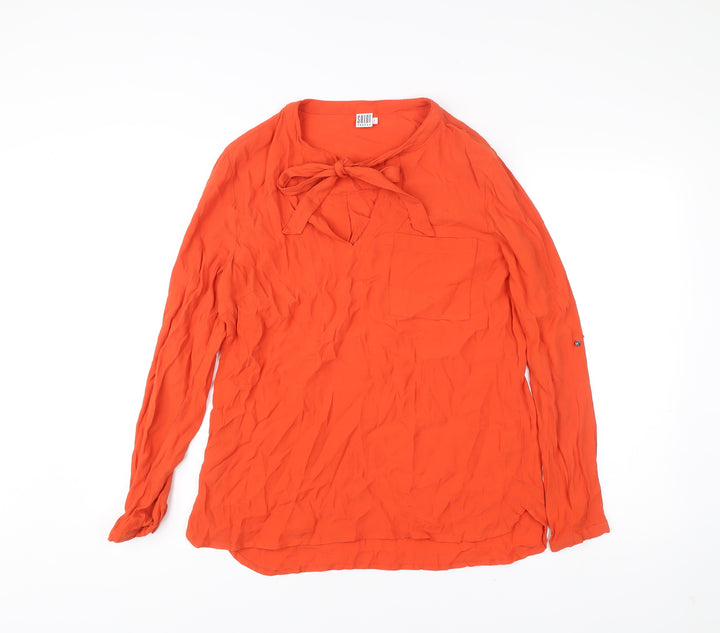 Saint Tropez Women Orange Tunic Blouse Long Sleeve Size L Viscose