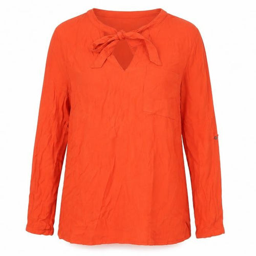 Saint Tropez Women Orange Tunic Blouse Long Sleeve Size L Viscose