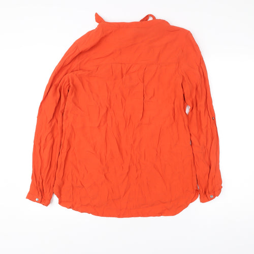 Saint Tropez Women Orange Tunic Blouse Long Sleeve Size L Viscose