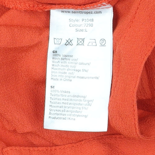 Saint Tropez Women Orange Tunic Blouse Long Sleeve Size L Viscose