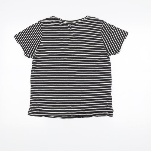 New Look Womens Black Striped Lace Accent T-Shirt Size 12