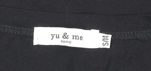 Yu & Me Paris Women's Black S T-Shirt Fearless Female Studded