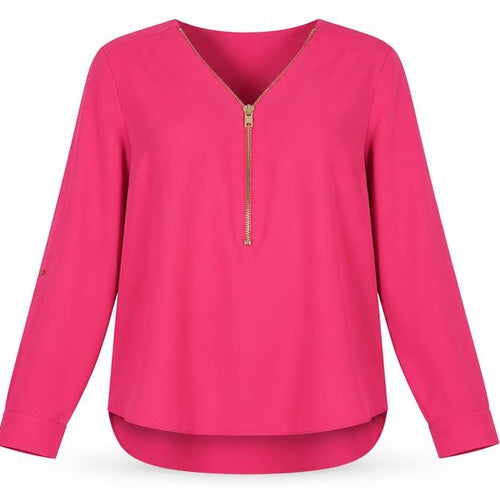River Island Women’s Pink Long Sleeve Zip Blouse Size 14