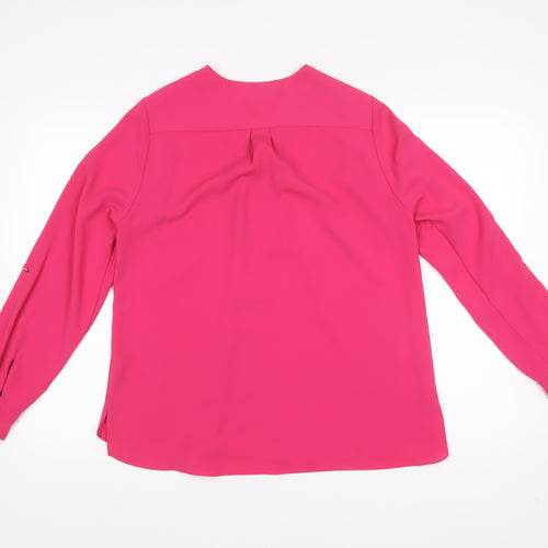 River Island Women’s Pink Long Sleeve Zip Blouse Size 14