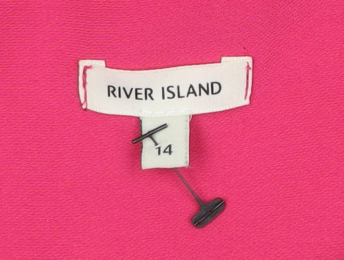 River Island Women’s Pink Long Sleeve Zip Blouse Size 14