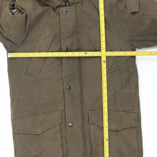 Next Men’s Green Parka Coat XS 33-35" Regular Fit Hooded Lined