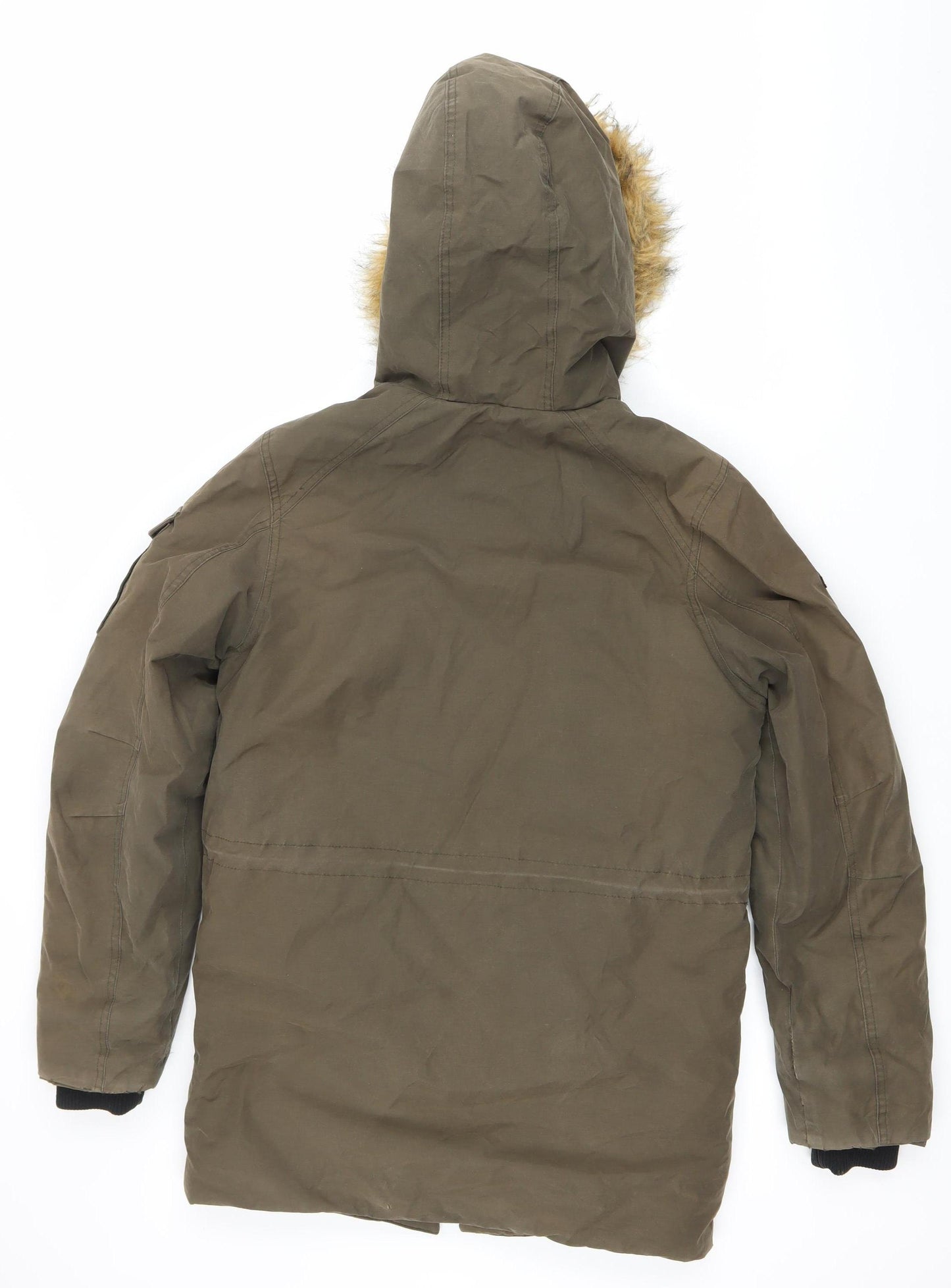 Next Men’s Green Parka Coat XS 33-35" Regular Fit Hooded Lined