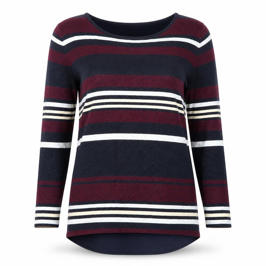 Front view of Principles by Ben de Lisi women’s multicoloured stripe jumper, size UK 12
