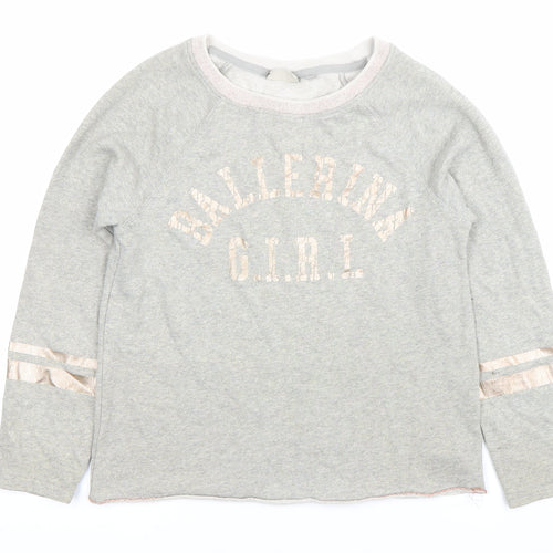 Next Girls Grey Ballerina Girl Pullover Jumper Size 12 Years Long Sleeve