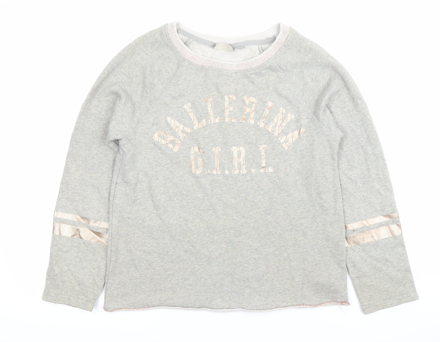 Next Girls Grey Ballerina Girl Pullover Jumper Size 12 Years Long Sleeve