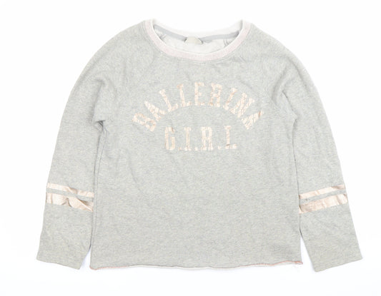 Next Girls Grey Ballerina Girl Pullover Jumper Size 12 Years Long Sleeve