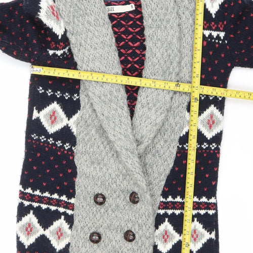 SoulCal & Co Womens Blue Fair Isle Cardigan Size 8 Acrylic Knit