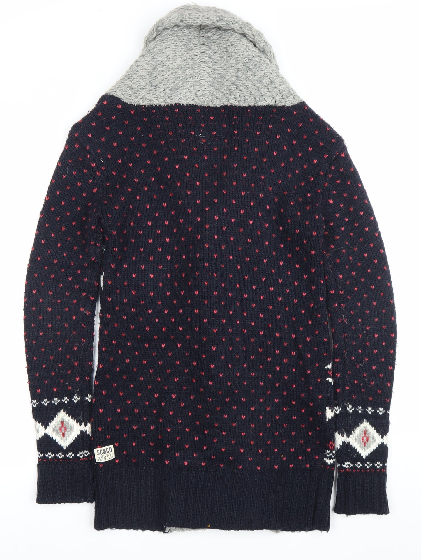 SoulCal & Co Womens Blue Fair Isle Cardigan Size 8 Acrylic Knit
