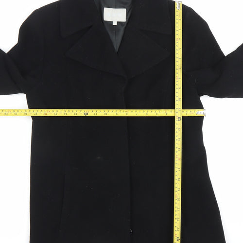 JFW Womens Black Wool Blend Mid-Length Overcoat Size 10