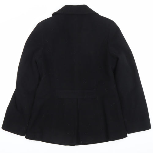 JFW Womens Black Wool Blend Mid-Length Overcoat Size 10