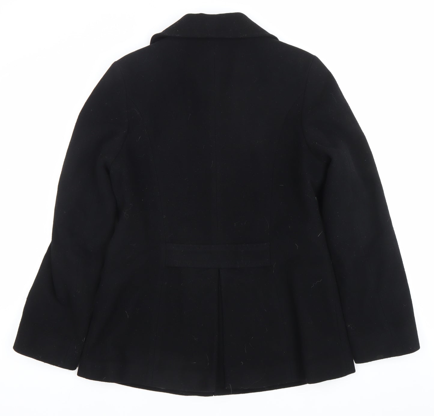 JFW Womens Black Wool Blend Mid-Length Overcoat Size 10