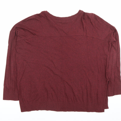 Whistles Women’s Red Linen Relaxed Fit 3/4 Sleeve T-Shirt UK 14