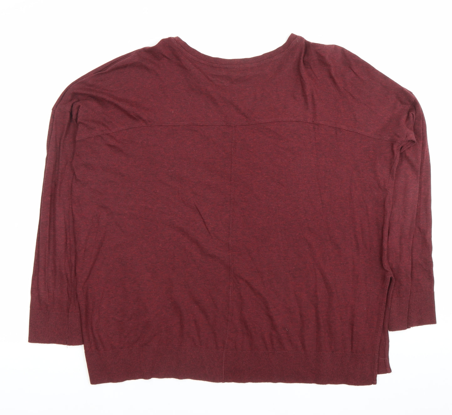 Whistles Women’s Red Linen Relaxed Fit 3/4 Sleeve T-Shirt UK 14