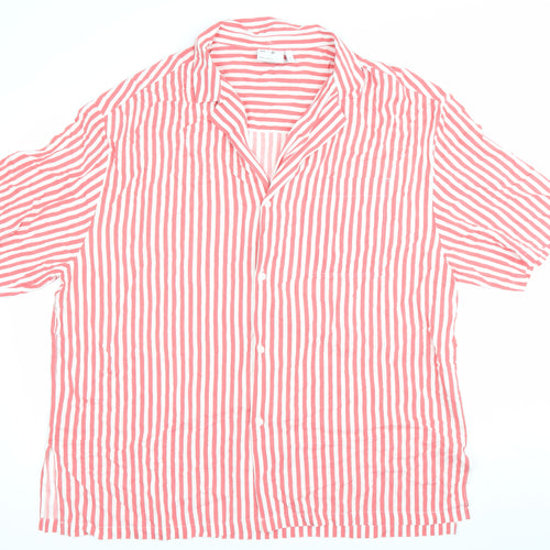 ASOS Men’s Red Striped Short Sleeve Button-Up Shirt XL