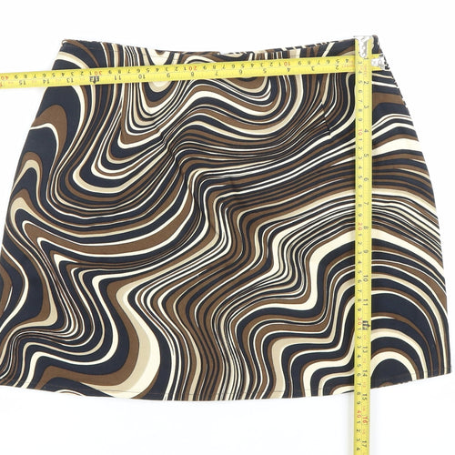 Motel Women’s Brown Geometric Retro Short Pencil Skirt S