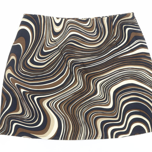 Motel Women’s Brown Geometric Retro Short Pencil Skirt S