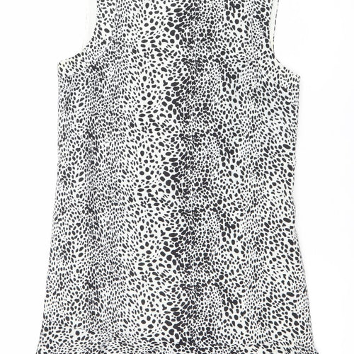 Oasis Womens Black White Animal Print Shift Dress Size 8 Sleeveless