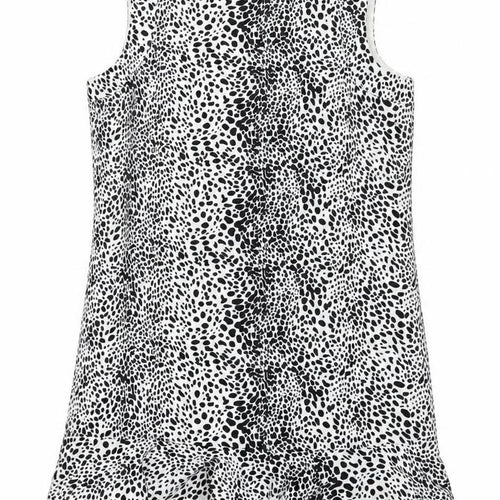 Oasis Womens Black White Animal Print Shift Dress Size 8 Sleeveless
