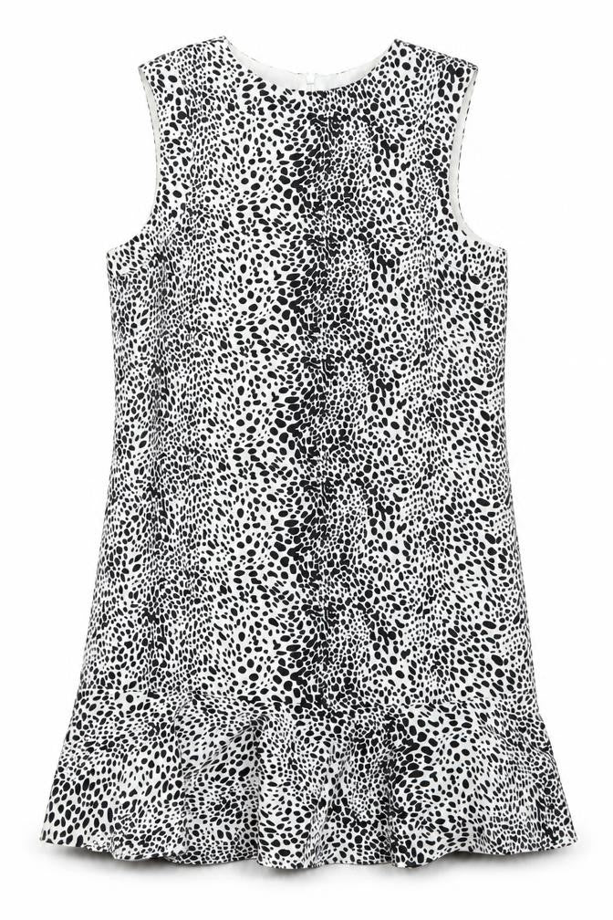 Oasis Womens Black White Animal Print Shift Dress Size 8 Sleeveless