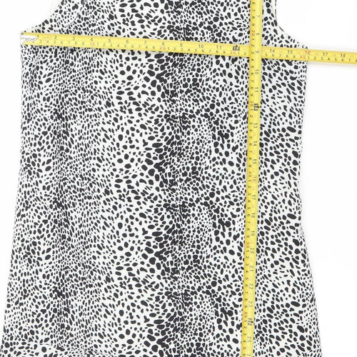 Oasis Womens Black White Animal Print Shift Dress Size 8 Sleeveless
