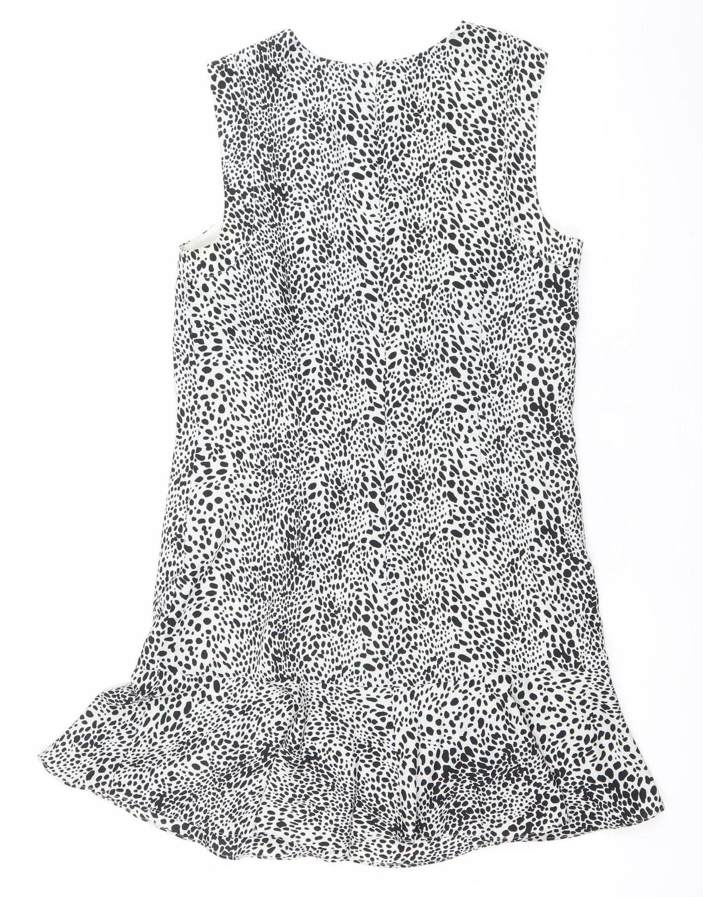 Oasis Womens Black White Animal Print Shift Dress Size 8 Sleeveless