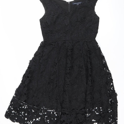 French Connection Women’s Black Lace Floral Fit & Flare Dress Size 10