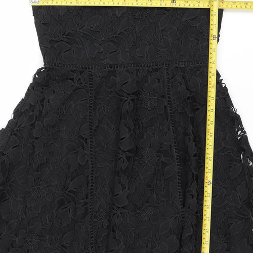 French Connection Women’s Black Lace Floral Fit & Flare Dress Size 10