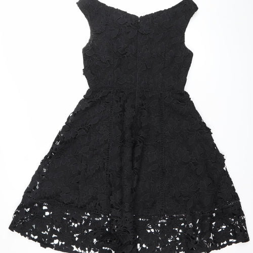 French Connection Women’s Black Lace Floral Fit & Flare Dress Size 10