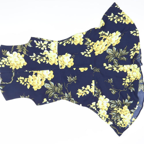 Warehouse Women’s Blue Floral Fit & Flare Knee Length Dress Size 12