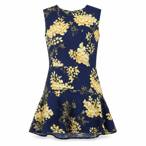 Warehouse Women’s Blue Floral Fit & Flare Knee Length Dress Size 12