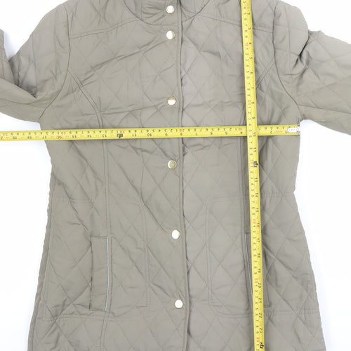 Marks and Spencer Womens Beige Quilted Jacket Size 8 Casual Mid-Length