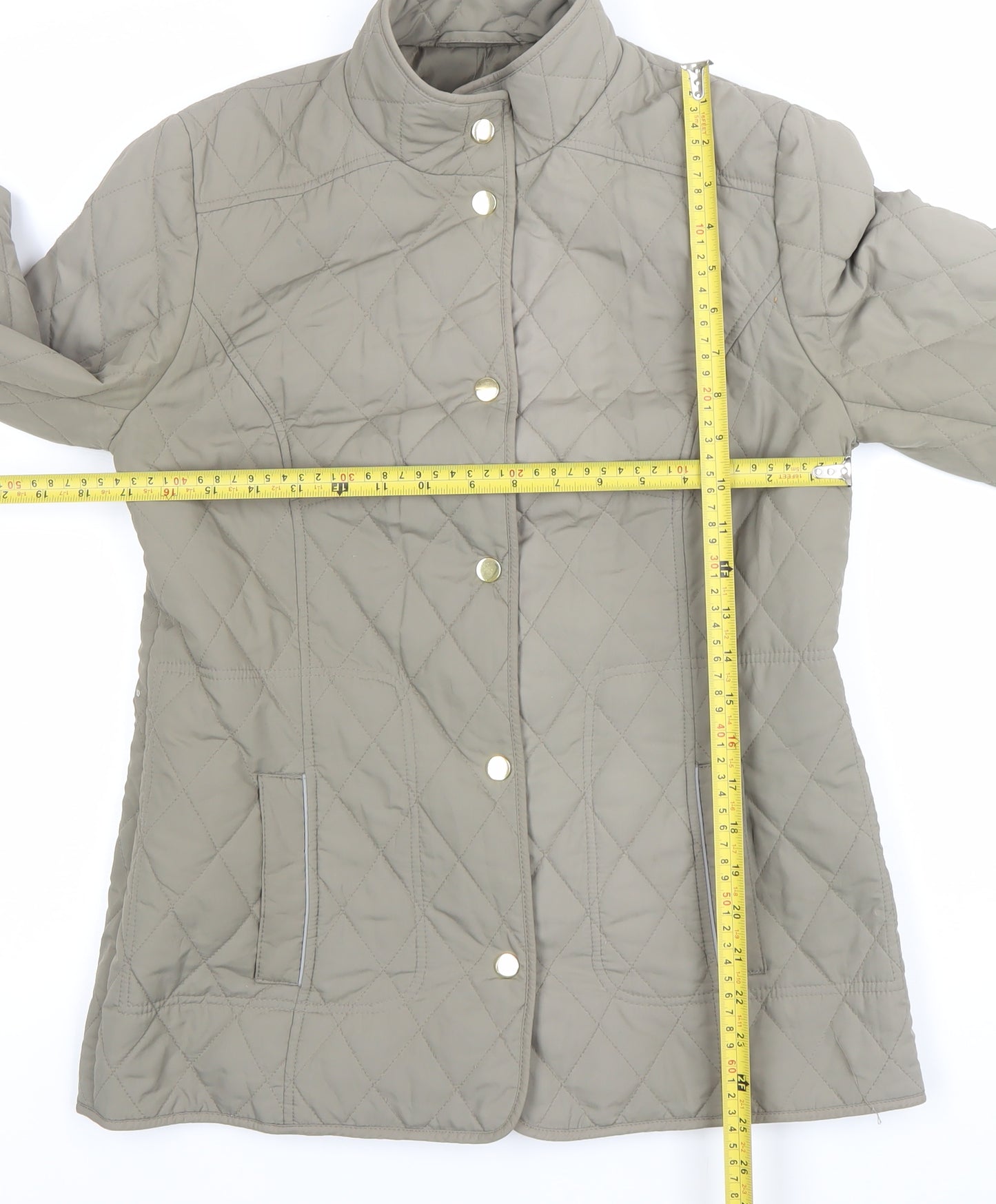 Marks and Spencer Womens Beige Quilted Jacket Size 8 Casual Mid-Length