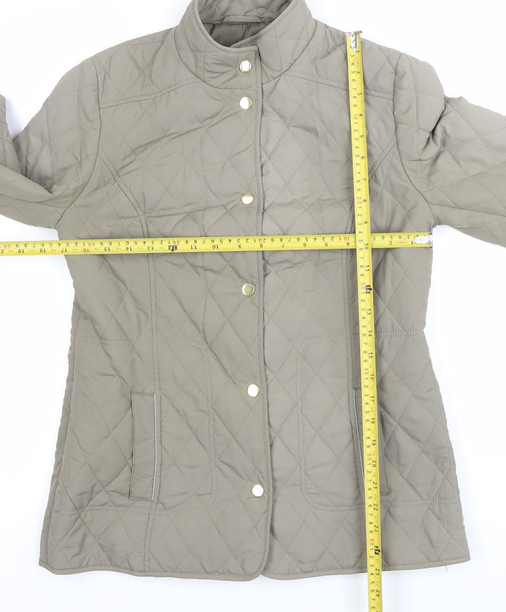 Marks and Spencer Womens Beige Quilted Jacket Size 8 Casual Mid-Length