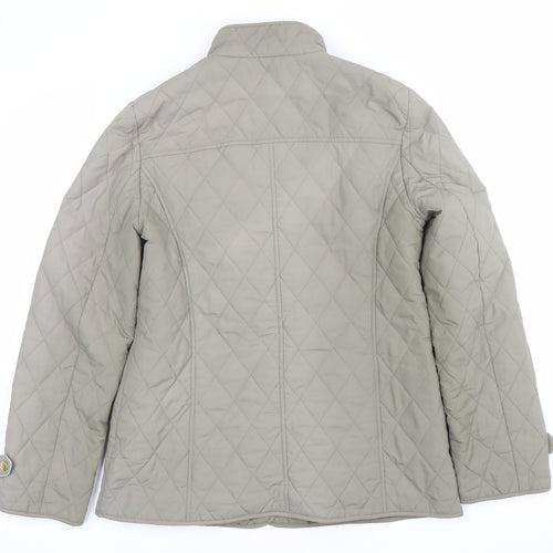 Marks and Spencer Womens Beige Quilted Jacket Size 8 Casual Mid-Length