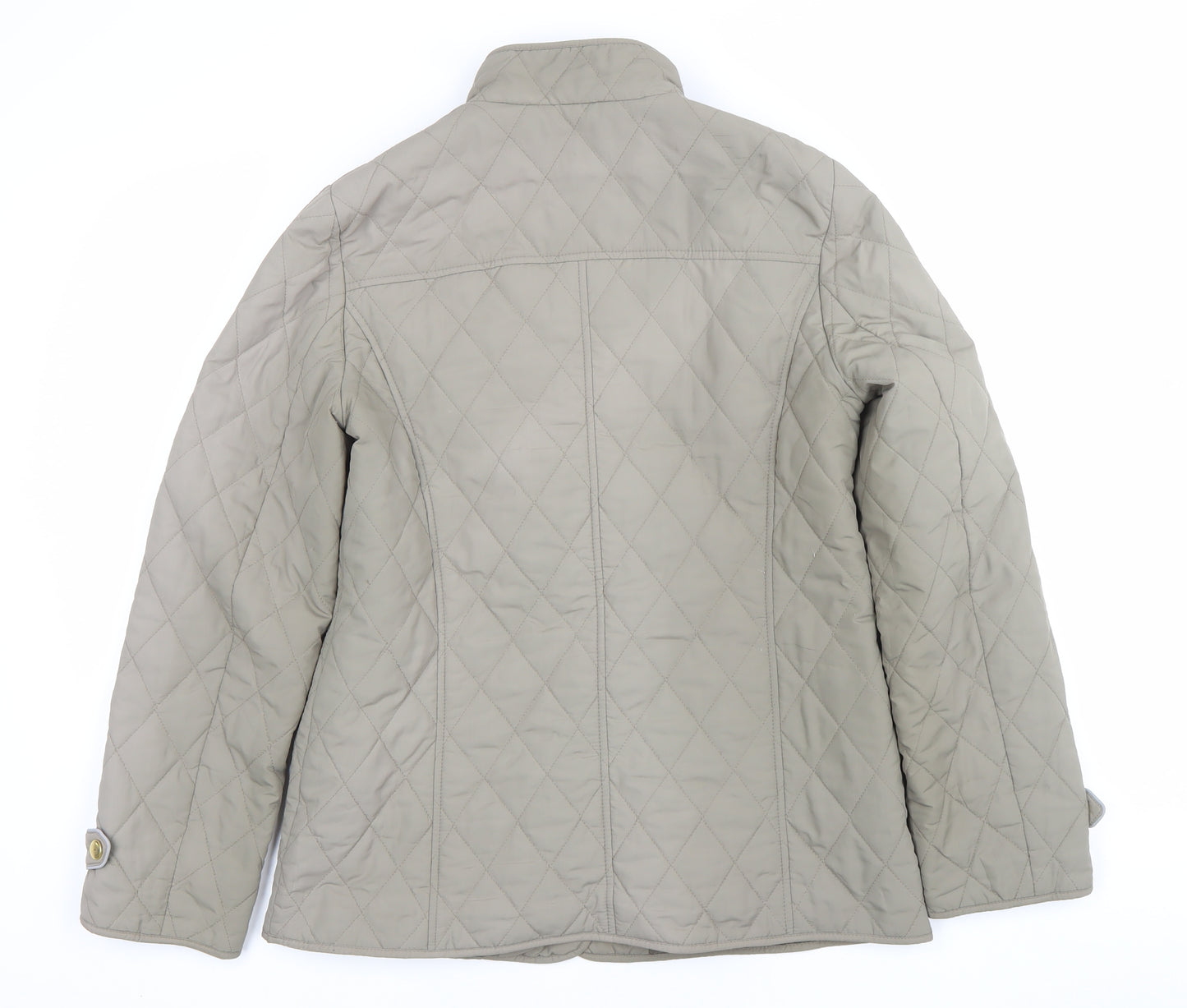 Marks and Spencer Womens Beige Quilted Jacket Size 8 Casual Mid-Length