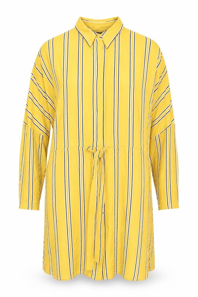Topshop Women’s Yellow Striped Shirt Dress Size 10 Viscose