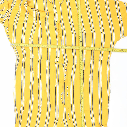 Topshop Women’s Yellow Striped Shirt Dress Size 10 Viscose