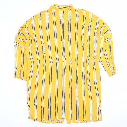Topshop Women’s Yellow Striped Shirt Dress Size 10 Viscose