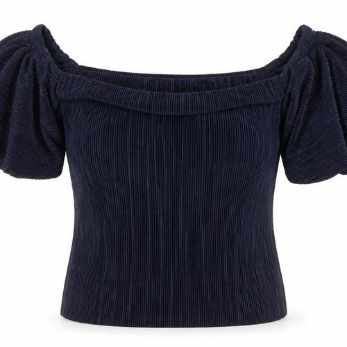 River Island Women’s Blue Puff Sleeve Off Shoulder Blouse Size 10