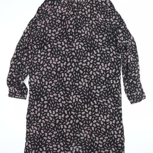 Wallis Women's Black Floral Shift Dress Size 12 Long Sleeve