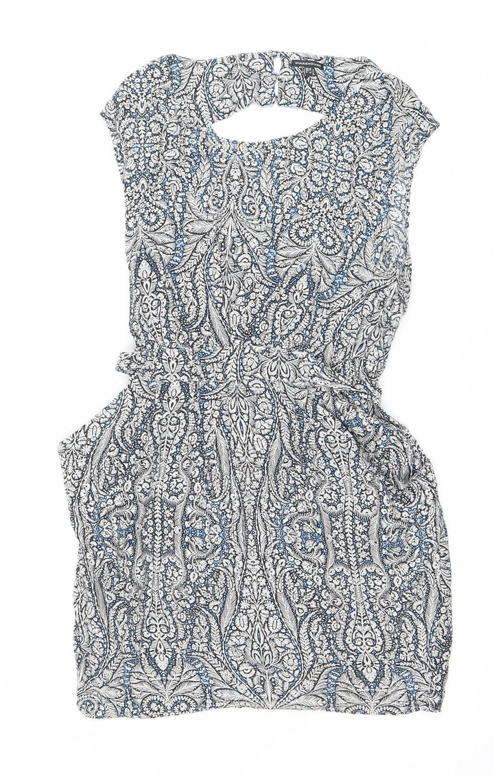 Warehouse Womens Multicoloured Paisley Strapless Bodycon Dress Size 12