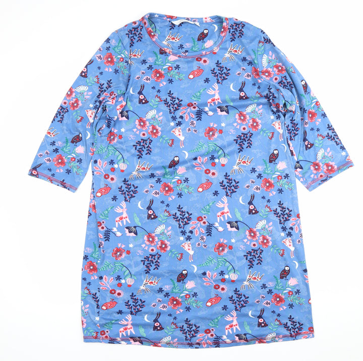 Isle Women’s Blue Floral Animal Print Shift Dress Size 10-12